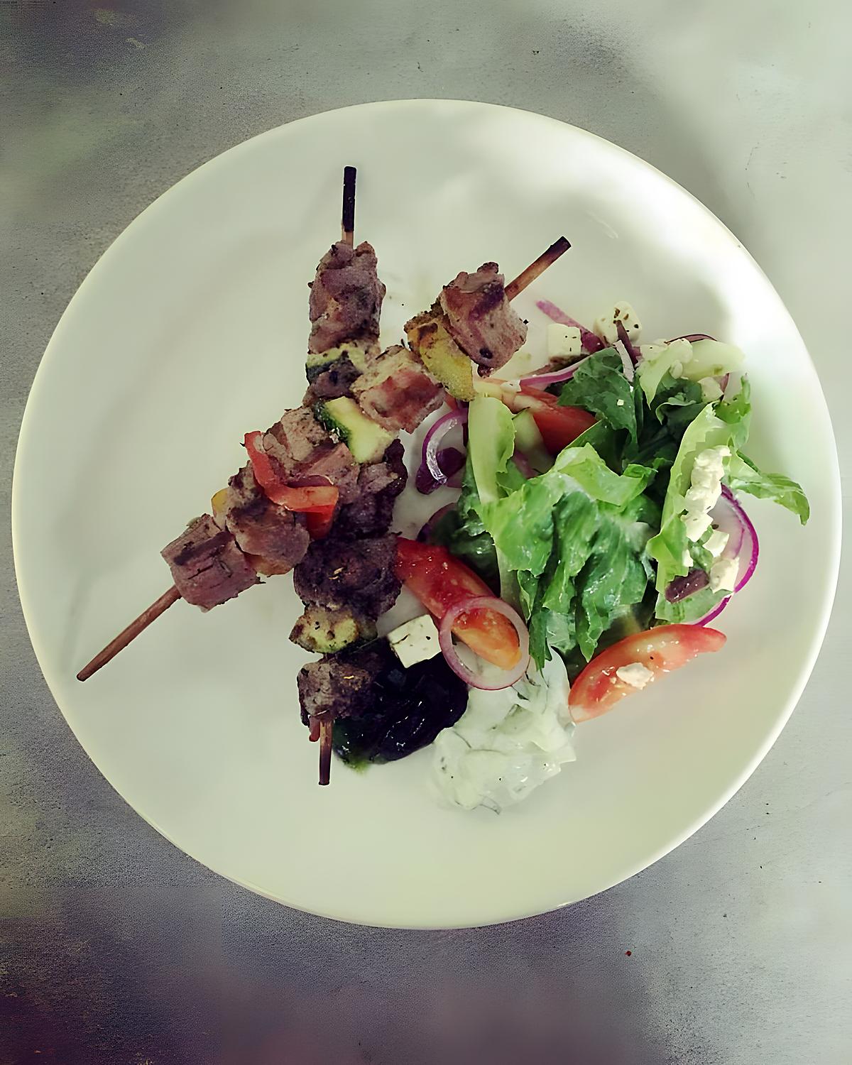 recipe Lamb souvlaki with Greek salad