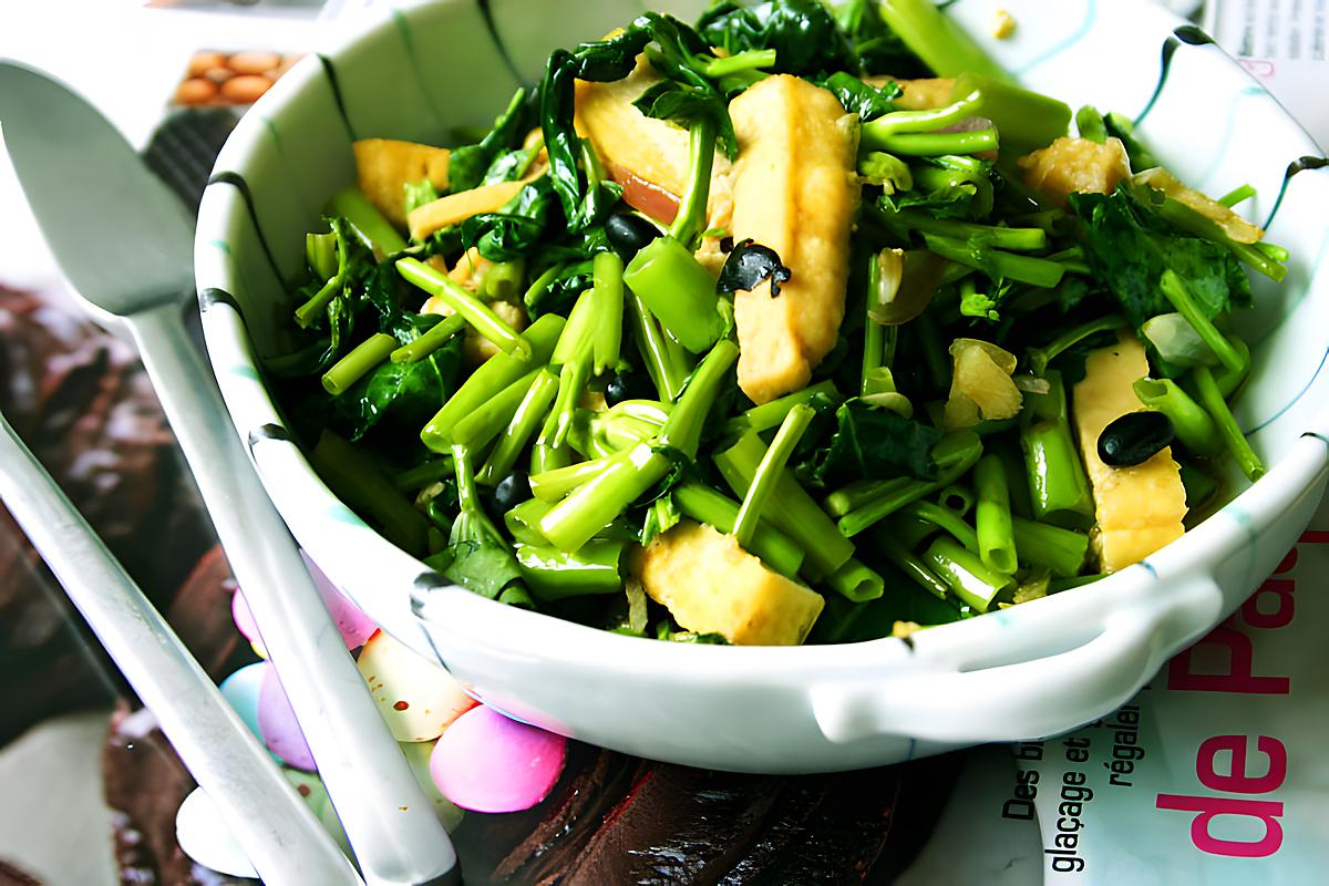 recipe Adobong Kangkong with fried tofu